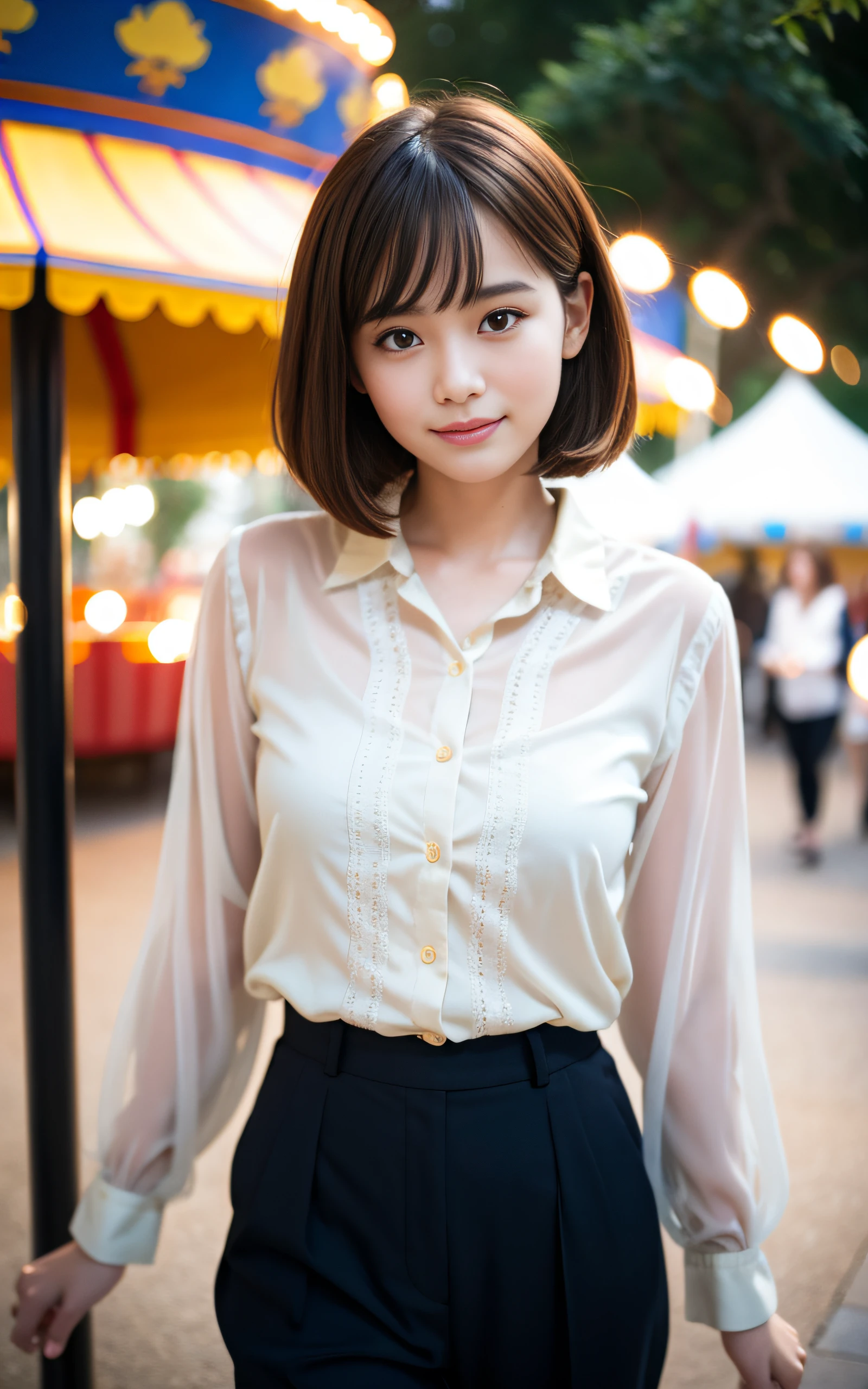 （masterpiece）、(highest quality:1.5)、(16K Wallpaper:1.2)、(Photorealistic:1.2)、(Ultra-detailed:1.2)、(超A high resolution:1.2),(Surreal), (figure), (High resolution), (Very detailed), (best figure), (Professional), (Realistic), (Post-processing), (maximum detail), (Very detailed),(Sharp focus), Sharp focus:1.2,Photorealistic, Ultra-realistic, Backlight, Bright light, (Improvement of quality:1.4),

Healthy thighs、Narrow waist、Big Ass、（Beautiful legs）、((Perfectly detailed five-fingered hands)),（Anatomically correct body）、((1 female:1.４))、Realistic Skin、（Small chest：1.4）,Pretty woman with perfect figure:1.4,(from the front:1.5), (Enhances the beauty of skin texture:1.1),

 (Beautiful fine details), (Detailed face),Beautiful realistic face,No makeup、美しいBlack Hair、Super Beauty、The best smile、Natural color lip、Even bangs、((29-year-old woman))、Bob Hair、Hair blowing in the wind, (Black Hair, Iris, Watery eyes, Shining Eyes, Short Bob Cut, Small earrings, Lightly reddish), Hair behind the ear、No makeup、

 ((Tucked Skirt, White blouse:1.3)),Are standing),Summer clothes natural light, full length、 人間の肌のためのHigh resolution16K、 The skin texture is natural、The skin looks healthy、The color is also uniform.、 Use natural light and color,Tokyo cityscape