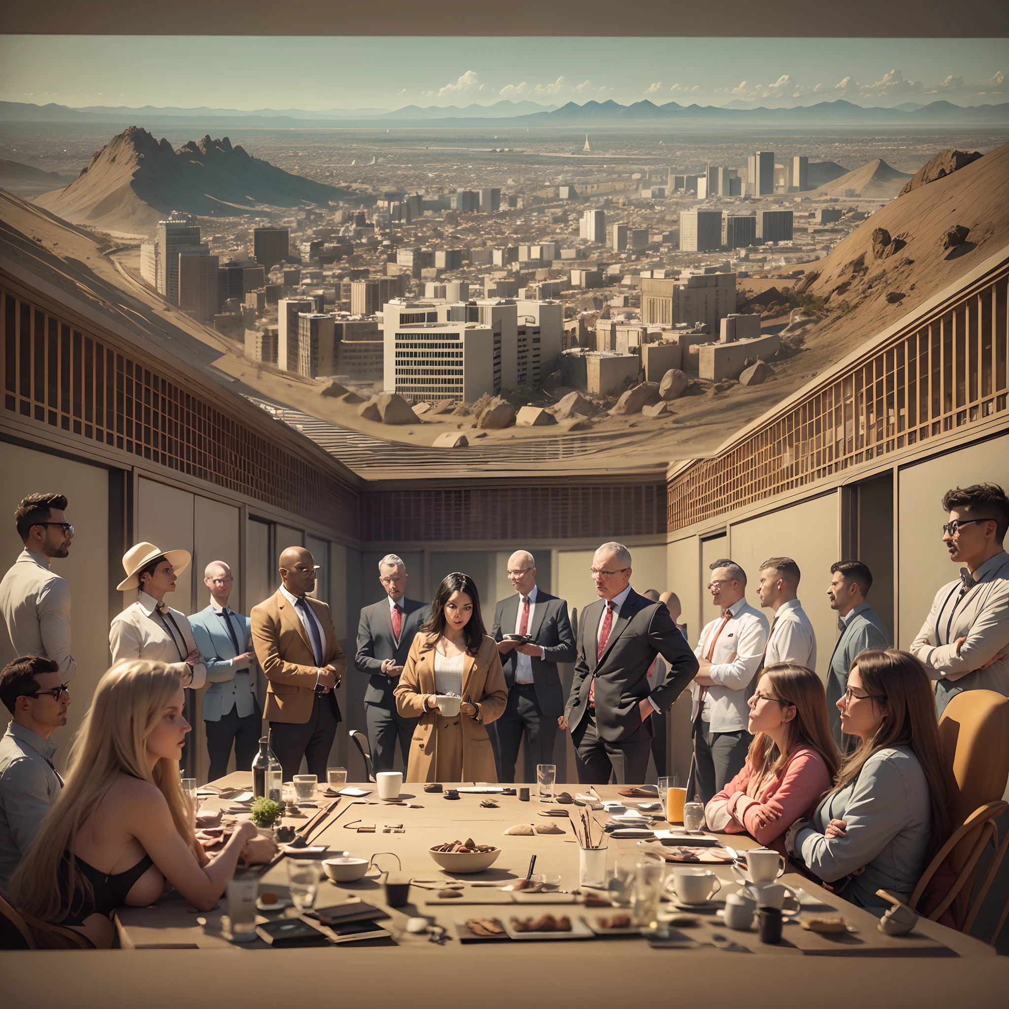 a meeting of archaeologists in an expensive hotel --auto --s2