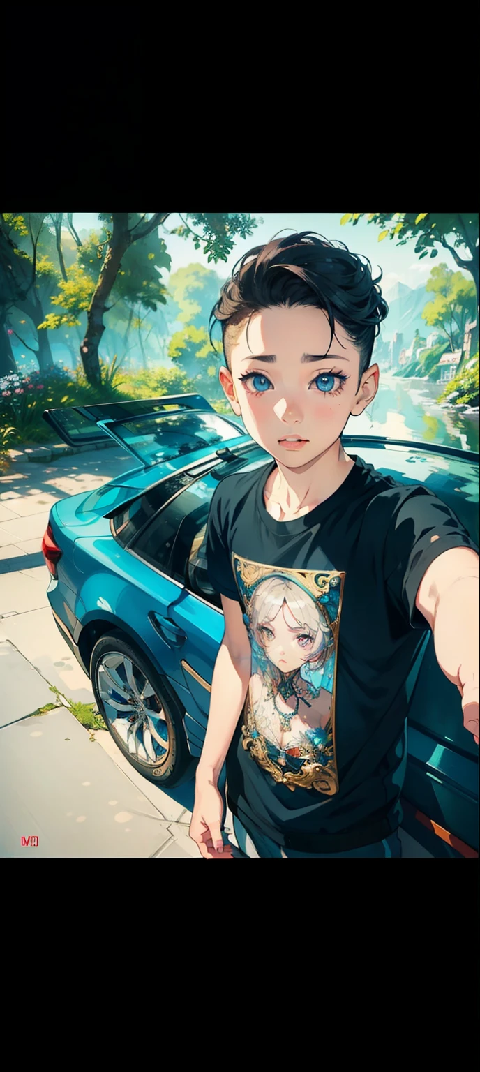 A boy with intricate details in a masterpiece (best quality) artwork, featuring sharp focus and vibrant colors. The painting is in 8k resolution, reminiscent of artstation wallpapers and official art. The boy is the central figure in the piece, with long eyelashes and beautiful detailed eyes, surrounded by a visually stunning background. The lighting creates a captivating atmosphere, highlighting the girl's facial features, including her captivating eyes, nose, and lips. The overall composition showcases the artist's extreme attention to detail, making it a visual masterpiece.