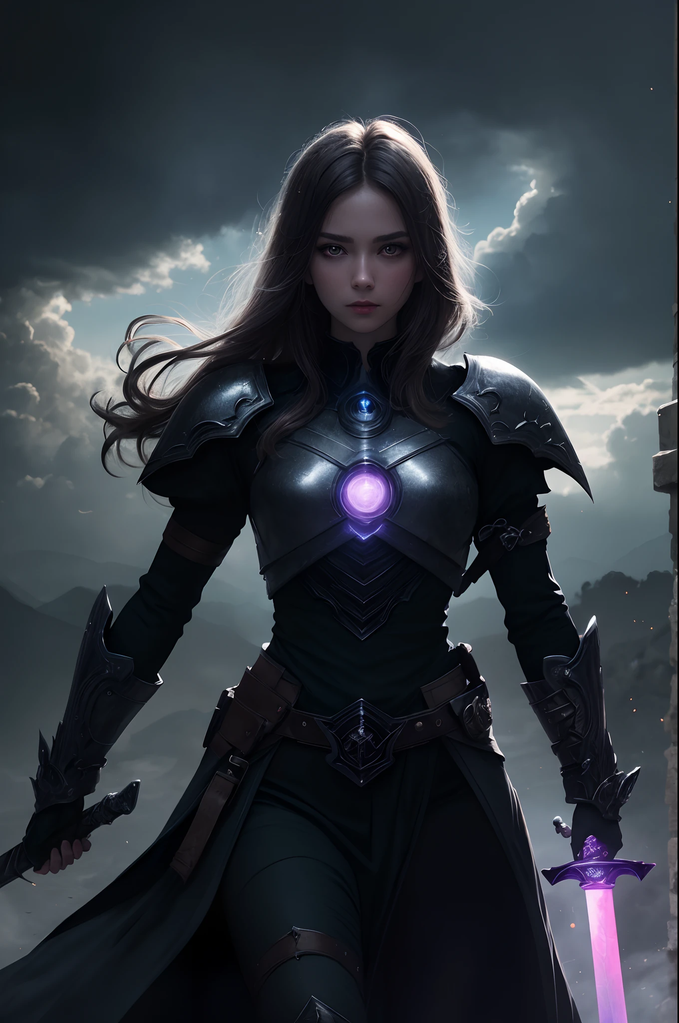 (masterpiece, best quality:1.5), asian woman holding a sword, in the style of dark azure and light azure, mixes realistic and fantastical elements, glassy translucence, vibrant illustrations, vibrant manga, uhd image, ultra realistic, mysterious, fantasy, long straight hair, white hair, head jewelly, glowing sword, void energy thunder sword, night, firefly, sky, cloud, moon, waterfall, bokeh, colorful, highest detailed