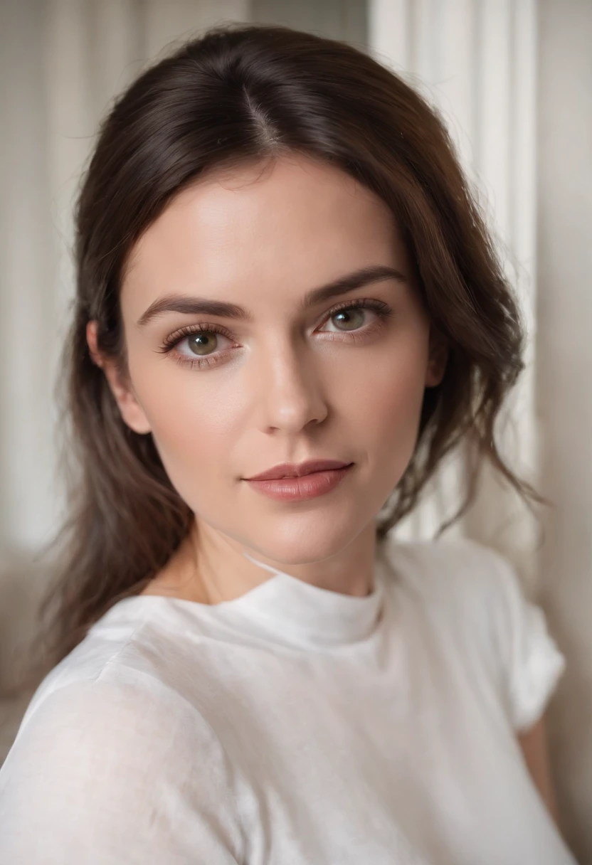 Image ultra détaillé, meilleur qualité, chef d'oeuvre. Jeune femme de 25 ans brune, visage parfait, très jolie, grosse poitrine, tenu très sexy violette, mise au point net du visage, réalisme, Grain de film, sony a4riii Objectif 30 mm RAW f1.8 ouverture, très détaillé (Photographie analogique, couleurs hdr ultra 4k