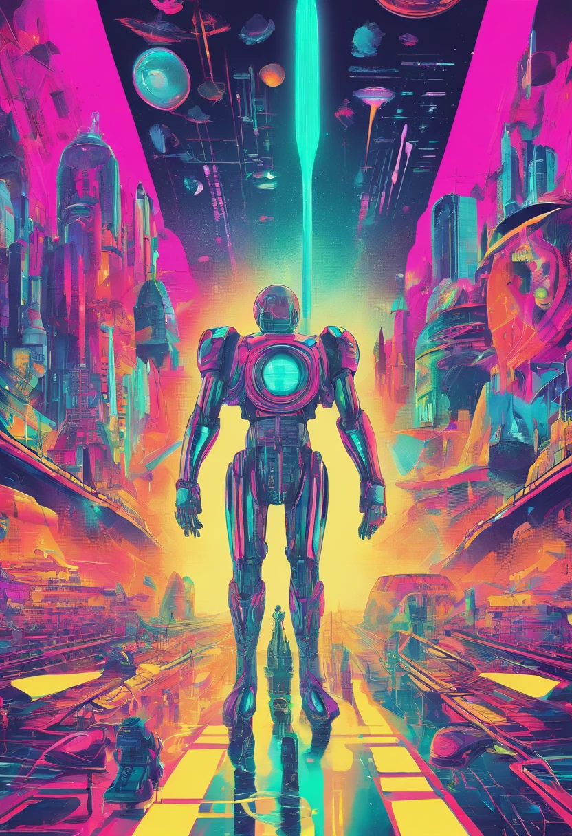 retro-futurism, Utopian future, Flying robots,, Neon lights,  4K, the wallpaper,Science fiction,Daylighting design,the number 。.3D,Character modeling,。.3D,textured,sci-fy，Ideal Republic，order，righteous，canonicals，fashion，Show