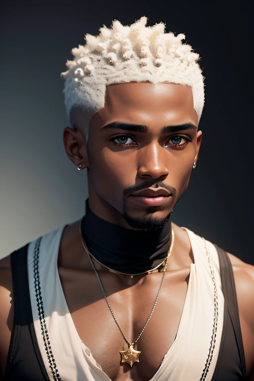 photo of black man with ashort hair cut in costar and physic like black african