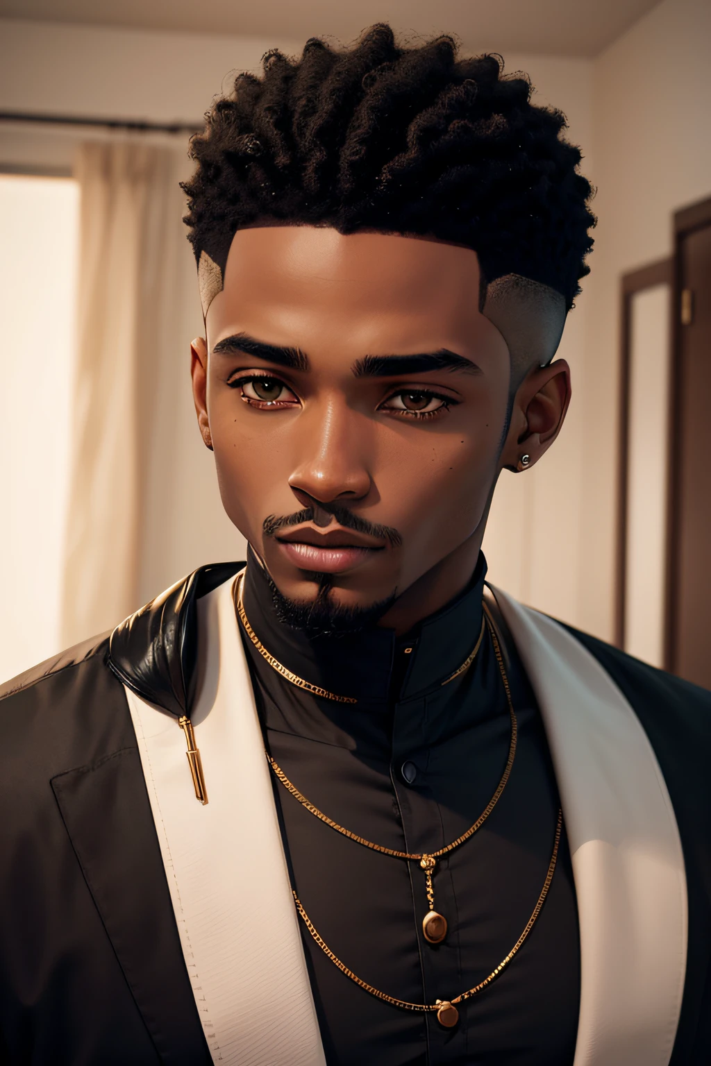 photo of black man with ashort hair cut in costar and physic like black african