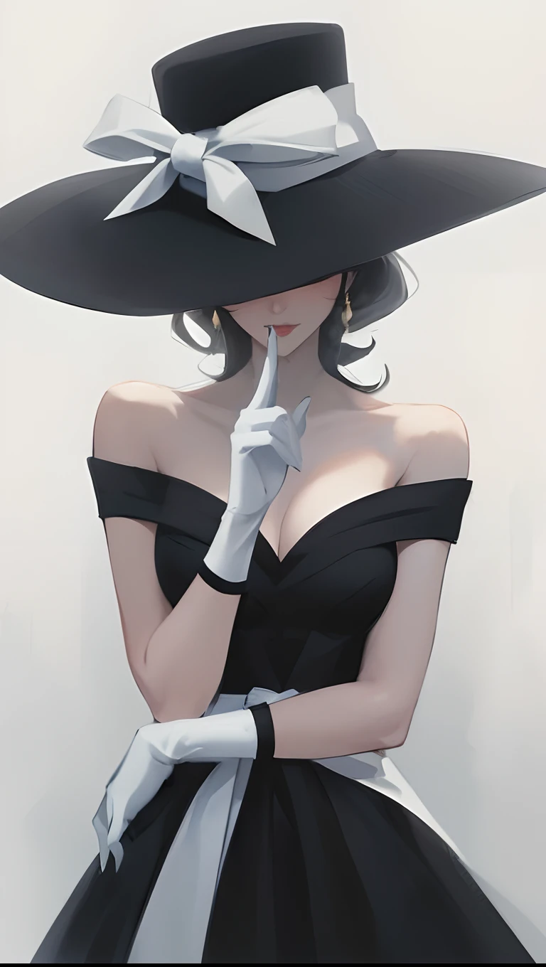 a painting of a woman in a black dress and hat, style artgerm, anime girl wearing a black dress, style of artgerm, seductive anime girl, artgerm. anime illustration, wearing black dress and hat, beautiful alluring anime woman, artgerm style, artwork in the style of guweiz, digital art of an elegant, moon goddess