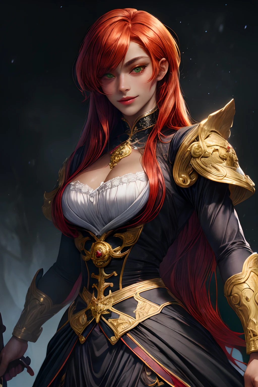 (Absurdres, Intricate Details, Masterpiece, Best Quality, High Resolution, 8k), 1 male, masculine, young, aged up, dreadful, finely detailed eyes and face, dark red short mustache hair, hazel eyes,  looking down, solo, (full body:0.6), detailed background, detailed face, ( dark fantasy theme:   fog, dark atmosphere, , Depth of Field, VFX. (absurdres, masterpiece, (absurdres:1.1), best quality, extremely delicate, (beautiful face:1.1), elegant, full clothes (great composition), bags under eyes,  (dark:1.1), highly detailed exquisite  portrait Victorian era inspiration masterpiece, (absurdres:1.1), best quality, extremely delicate, Victorian era badass anime drawing of a man Regal Victorian era inspired a close up character portrait, [ character design ], crisp clear rpg portrait, human male character art, official character art Full body shot masterpiece, (absurdres:1.1), best quality, extremely delicate, (beautiful face:1.1), elegant, full clothes (great composition), bags masterpiece, (absurdres:1.1), best quality, extremely delicate, (beautiful face:1.1), elegant, (great composition), bags under eyes,  (dark:1.1), highly detailed exquisite fanart, female knight, tan dark skin tone anime girl with red hair and green eyes in a white knight outfit, demon slayer rui fanart, striking detailed artstyle, stylized anime, nefarious smirk, official character art, character art closeup, coriolios rpg art style, female redhead templar, the dragon girl portrait, she has long redorange hair, detailed character portrait, portrait knights of zodiac girl dark skin RED HAIR DARK SKIN LONG HAIR
