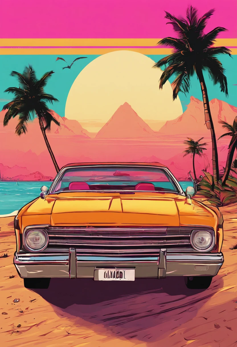 Sunset Beach，West Coast style，Vintage cars，Hiphop elements