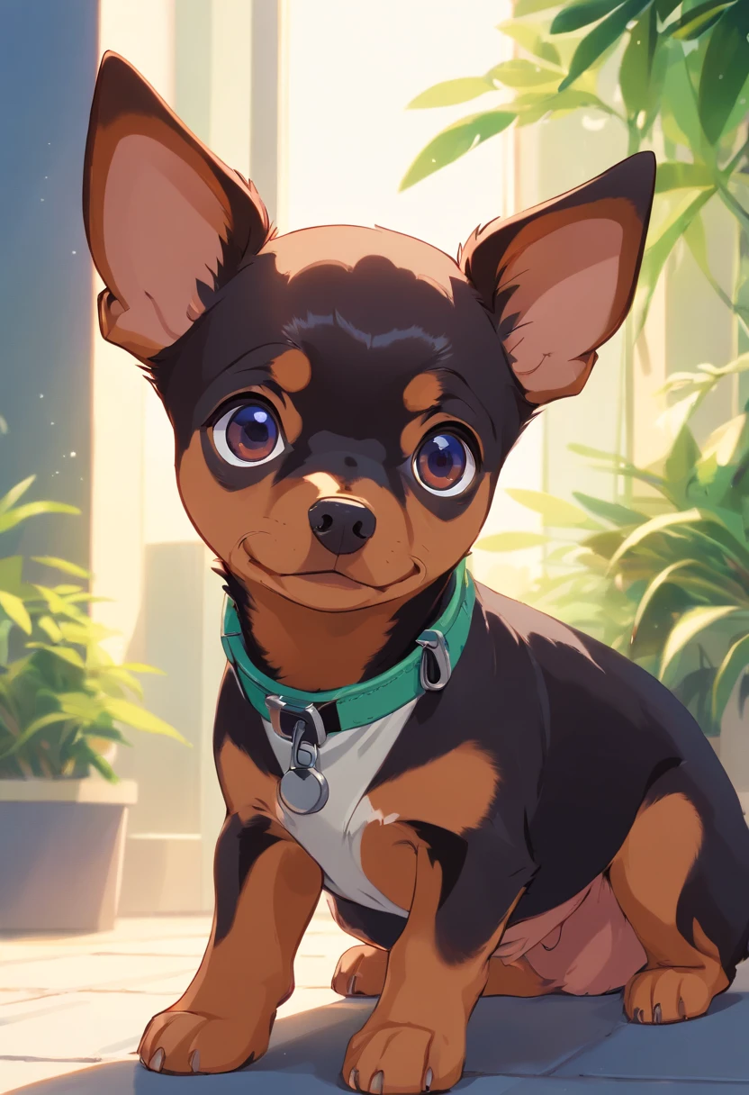 pinscher, olhos sonolentos, olhos sonolentos, corpo inteiro