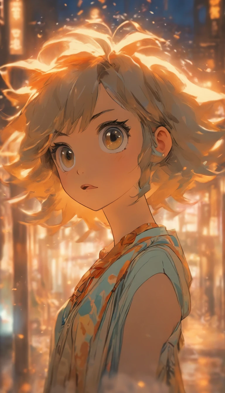 A girl with a collar  ，China ink painting，water ink，ink，Smudge，China-style，Cartoon little girl，chunky，short detailed hair，Issuing，中景 the scene is，Full body like，dynamic viewing angle，Dynamic lines，super-fine，ultra - detailed，high qulity，8K ，Sharply focus the eyes，中景 the scene is，Full body like，oc rendered