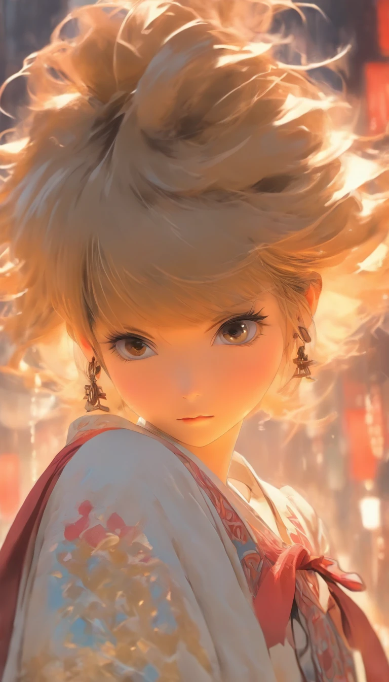 A girl with a collar  ，China ink painting，water ink，ink，Smudge，China-style，Cartoon  girl，chunky，short detailed hair，Issuing，中景 the scene is，Full body like，dynamic viewing angle，Dynamic lines，super-fine，ultra - detailed，high qulity，8K ，Sharply focus the eyes，中景 the scene is，Full body like，oc rendered