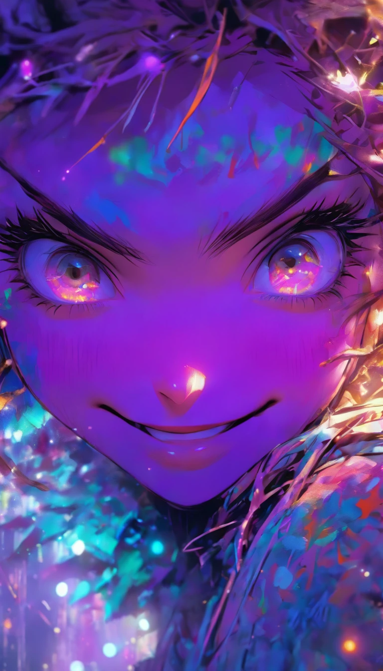 Happy girl, Centered, Looking at the camera, nearing perfection, Dynamic, shades of purple, Highly detailed, Digital painting, Art Station, concept-art, smooth, Sharp focus, illustration, Art by Carne Griffiths and Wadim Kashin, Detailed face, 4K