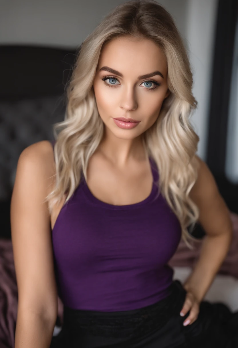 woman with matching tank top and panties, stiking tongue, Sexy girl with blue eyes, portrait sophie mudd, portrait corinna kopf, blonde hair and large eyes, Selfie einer jungen Frau, Augen im Schlafzimmer, Violet Myers, ohne Make-up, Natural makeup, Blick direkt in die Kamera, Gesicht mit Artgram, dezentes Make-up, Stunning full body shot, im Schlafzimmer, Spaltung