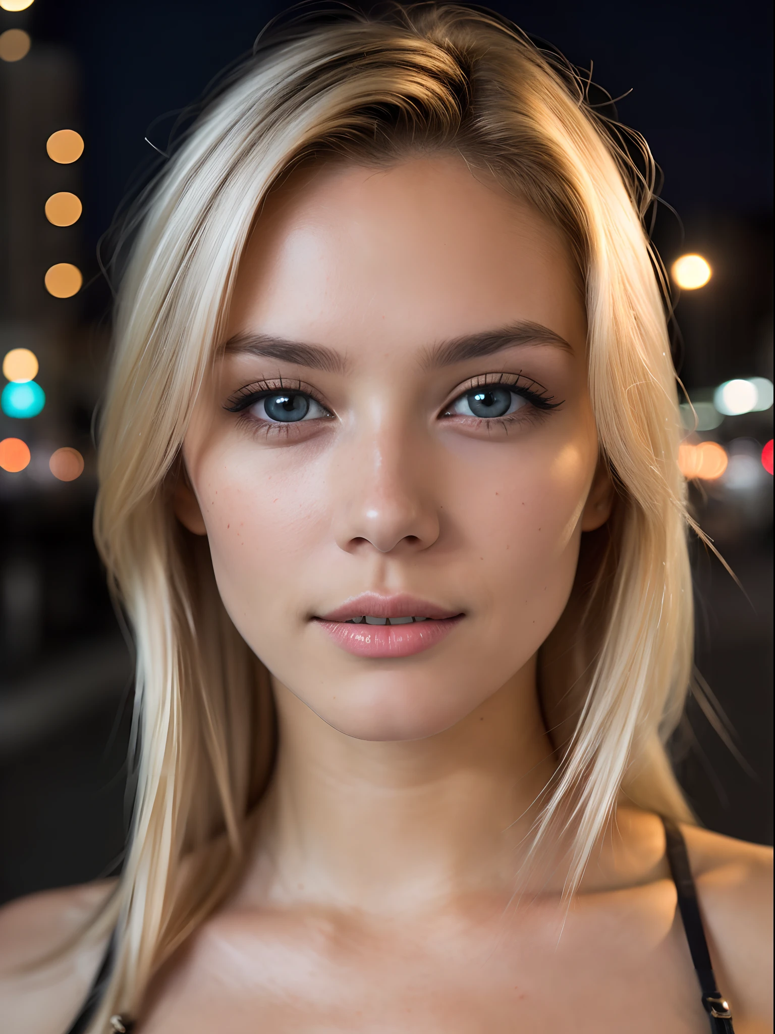 (Selfie, Draufsicht: 1.4), (straight half of the body: 1.4), RAW UHD portrait photo of a 24-year-old blonde (Blue-eyed woman) Walk down a dark alley in black underwear, big boobs,, Stadt bei Nacht, (Ausschnitt), Details (Gewebe! , Haar! , Glitzer, Farbe!! , Benachteiligungen: 1.1), shiny eyes with high level of detail (Blick in die Kamera), SLR-Beleuchtung, Spiegelreflexkamera, ultra quality, Sharpness, Depth of field, Filmkorn (Mitte), Fujifilm XT3, kristallklar, Rahmenmitte, Beautiful face, Scharfer Fokus, Streetlight, Neonbeleuchtung, bokeh (schwach beleuchtet), Nacht, (Nachthimmel), Detaillierte Hautporen, Oily skin, Sonnenbrand, Komplexe AugenDetails, full entire body, big boobs