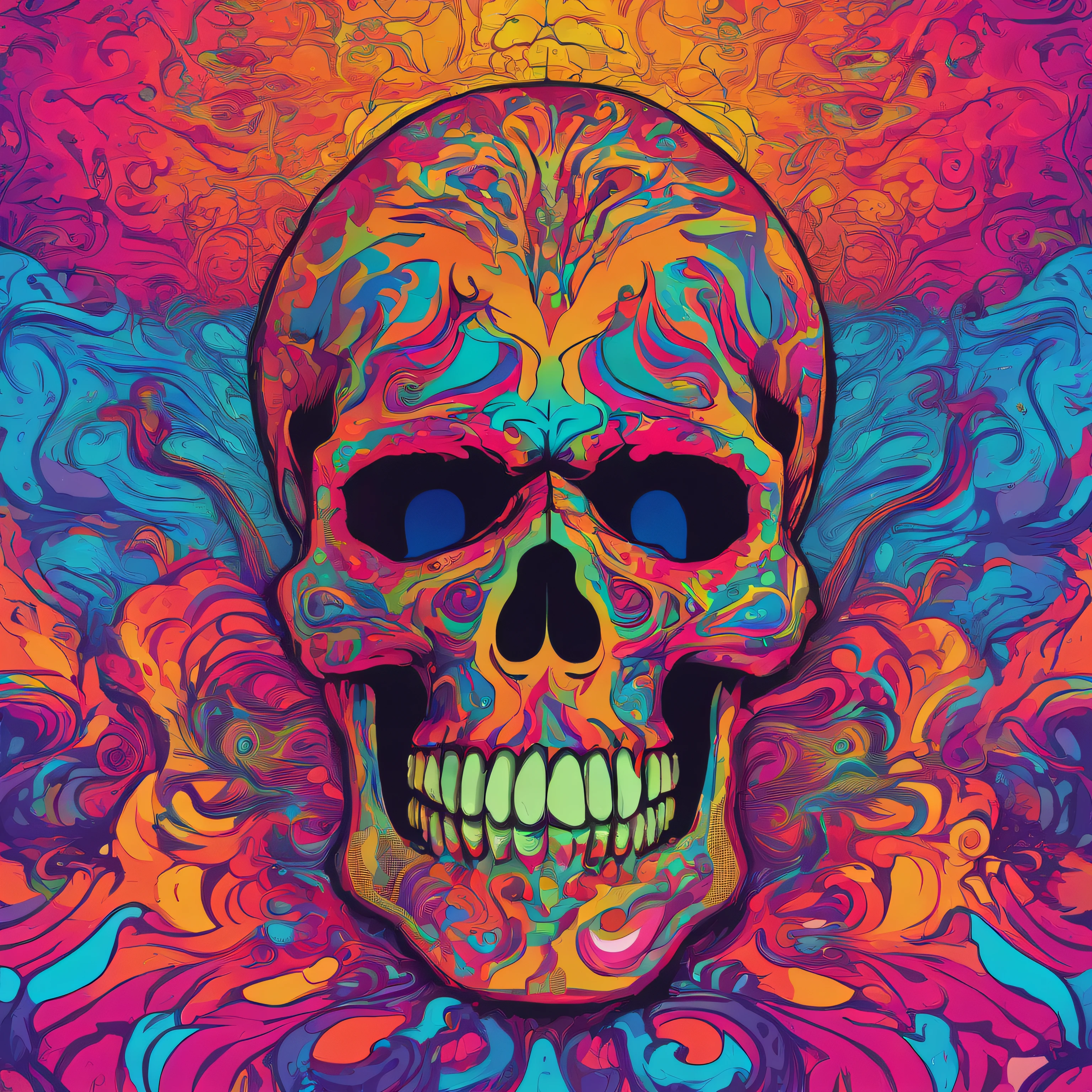 Skull,overwhelming, cartoon one piece style