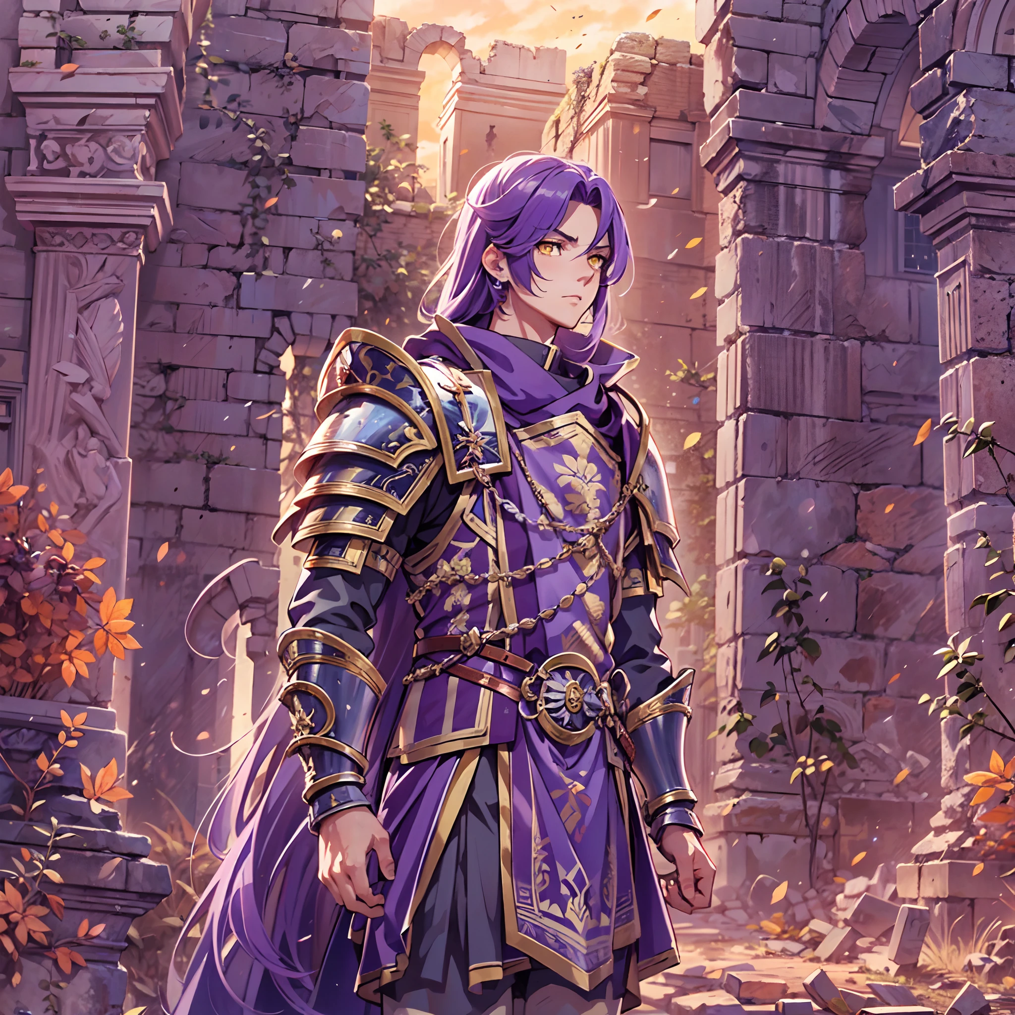 Ultra High Definition,
Ultra High Quality,
Hyper Definition,
Hyper Quality,
Hyper Detailed,
Extremely Detailed,
Perfectly Detailed,
8k,
1 Boy,
Anime,
Long Purple Hair,
Under Cut Hairstyle,
Solid Yellow Eyes,
Handsome,
Armored With Roman Emperor Armor,
Ancient Roman Empire Ruins Background,