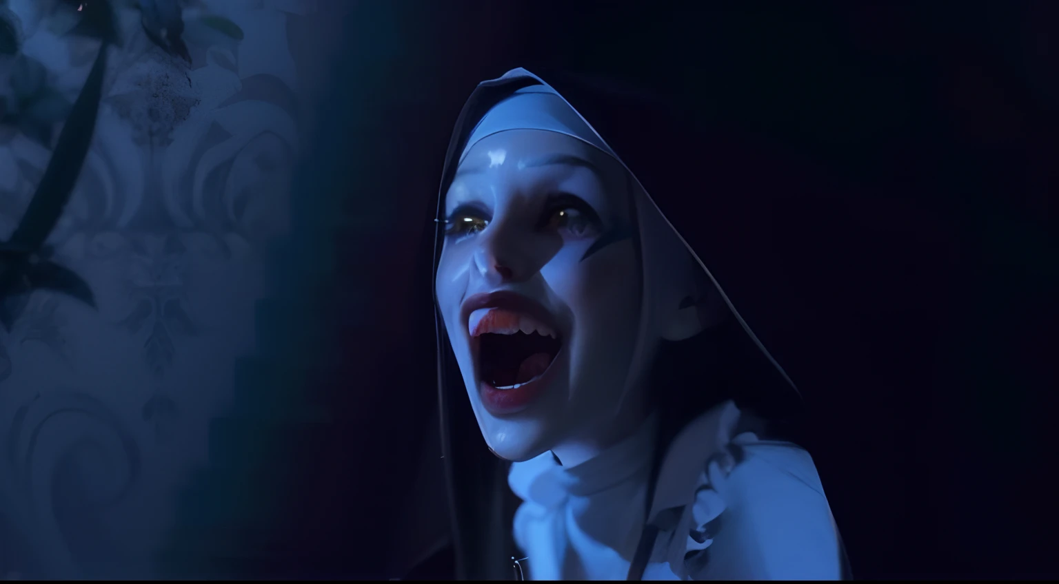 Creepy SEXY bonnie aarons valak, Sexy Valak, Valak Huge BREAST, Bonnie Aarons the body is wet with a transparent white and viscous liquid, sticking his tongue out with an erotic facial expression, Fat Vaginal, The nun, Red Eye, Very Long Tongue, Sperm in mouth, Cum In Mouth, Sperm,
