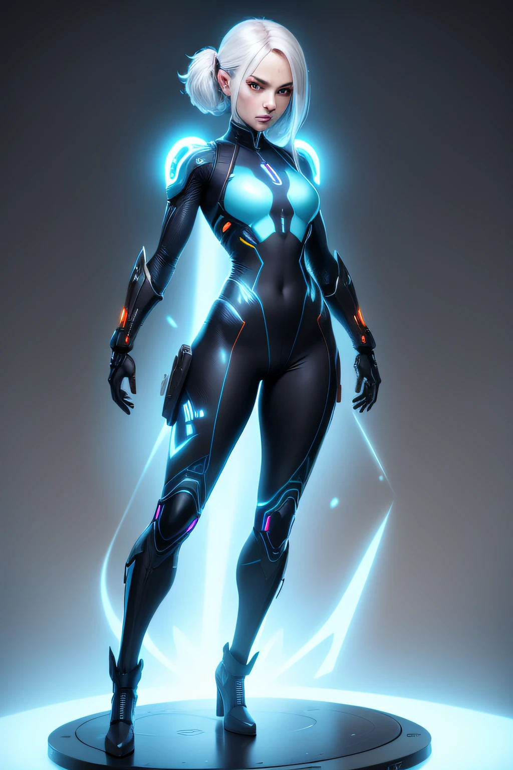 Person from the future with futuristic clothes and with telepathic powers as a game warrior