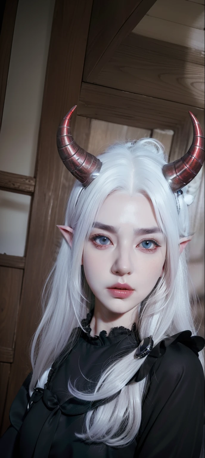 Succubus platinum blonde small red horns