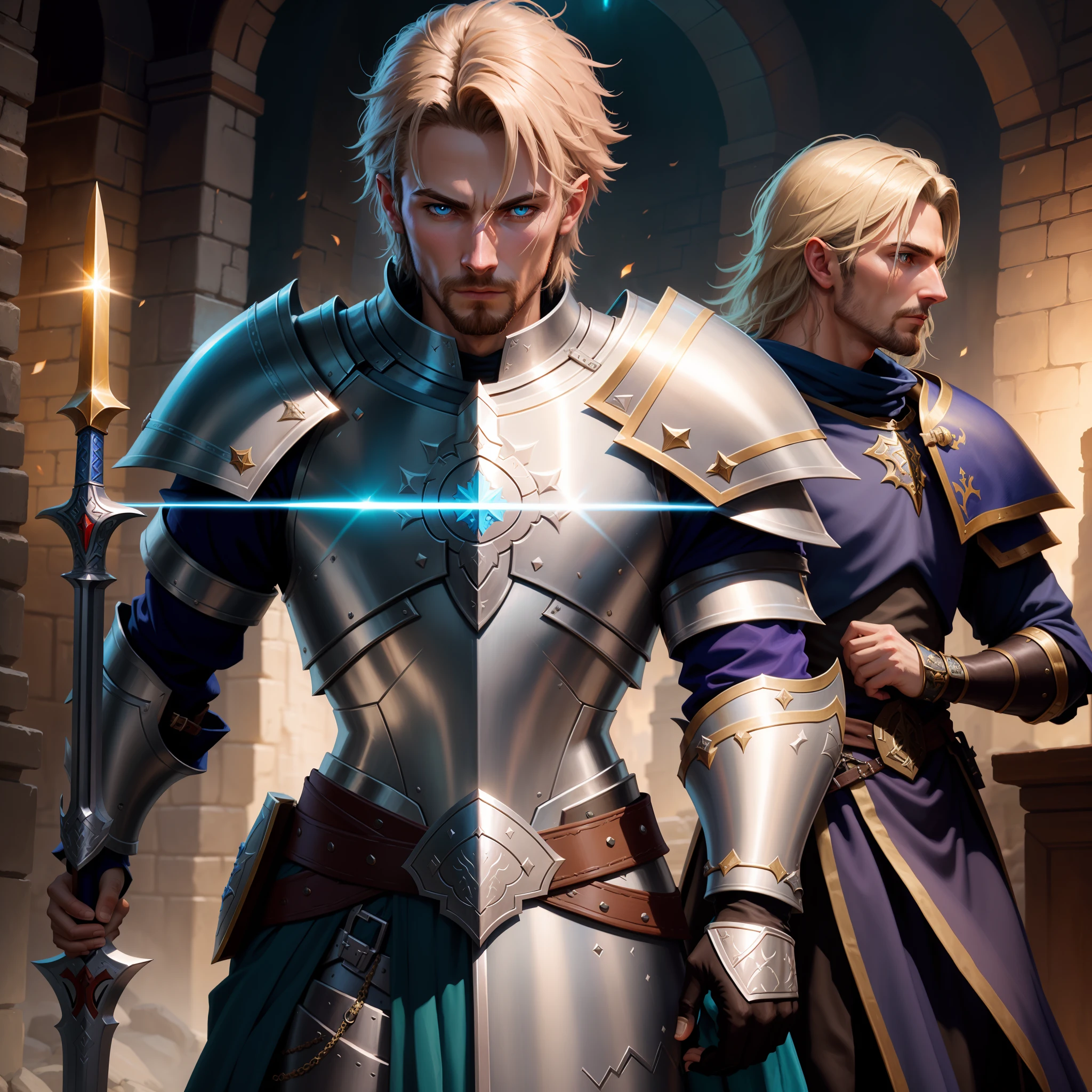 Image of a man in armor with a sword, Paladin fantastique, Male Paladin, epic rpg portrait, Art du jeu de cartes fantastique, Epic Fantasy Art Style HD, Image of a male clergyman, epic fantasy digital art style, A human male paladin, Illustration des personnages RPG, Medieval fantasy game art, epic fantasy art style, epic fantasy art portrait