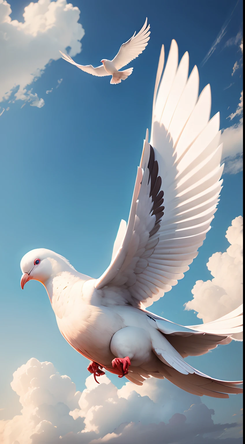 white dove descending from the sky, ultra realistic