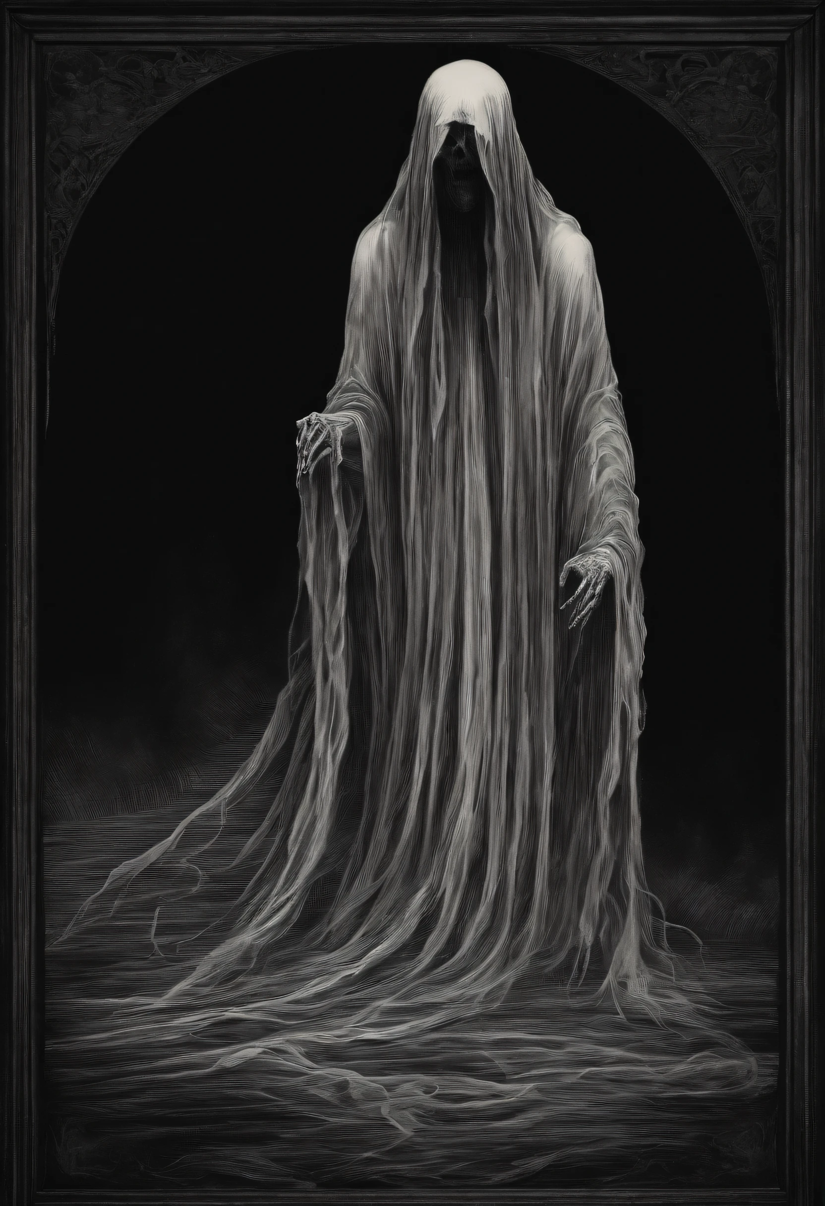 Ghost's Shapeshifting** - The ghost transforming into different scary forms (e.g., a skeleton, a monstrous face).