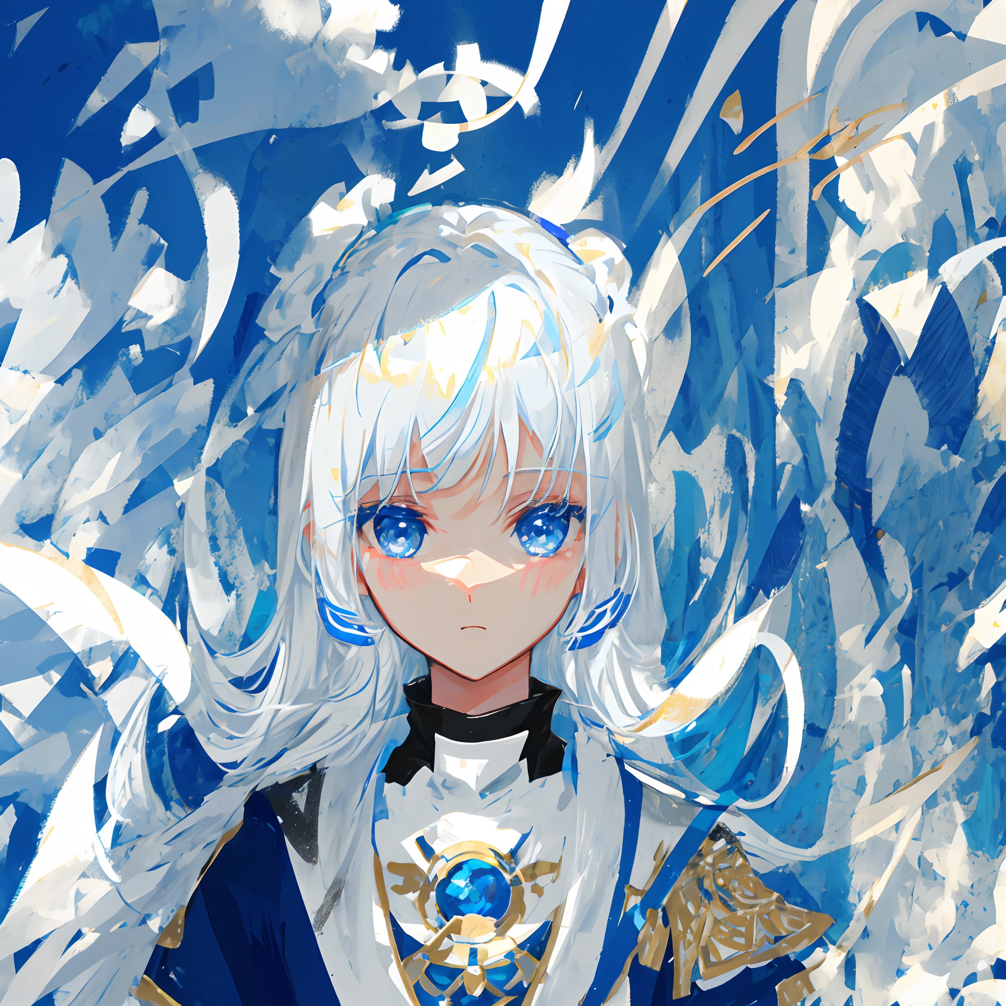 White hair, blue eyes, beautiful girl