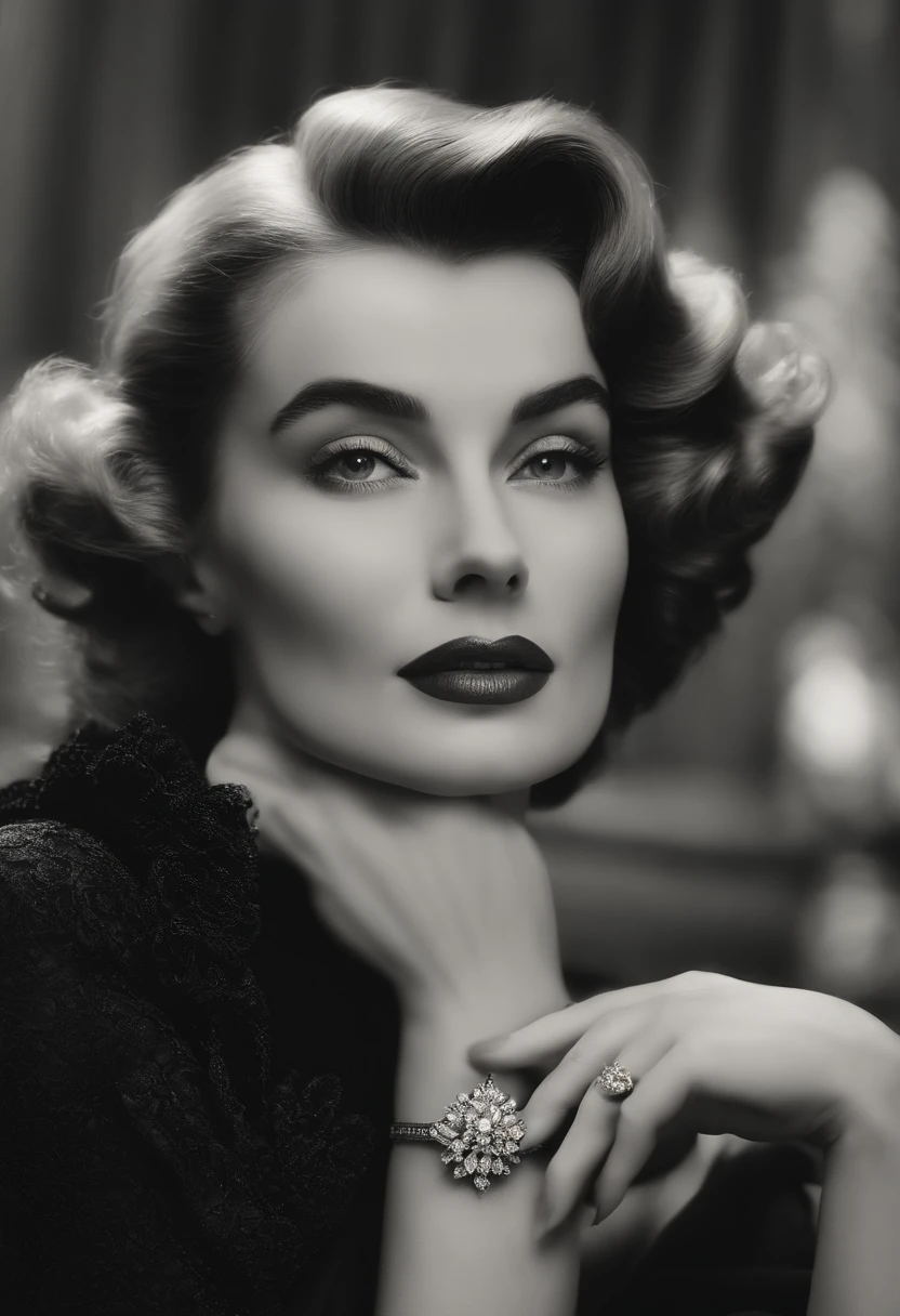 mulher loira parecida com a AUDREY HEPBURN e a marilyn monroe ultra realista Bijoux de Charme, long hair, old money aesthetic, rich elegant woman