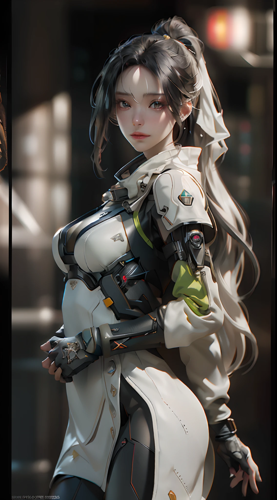 ((Best quality)), ((masterpiece)), (detailed:1.4), 3D, an image of a beautiful cyberpunk female,HDR (High Dynamic Range),Ray Tracing,NVIDIA RTX,Super-Resolution,Unreal 5,Subsurface scattering,PBR Texturing,Post-processing,Anisotropic Filtering,Depth-of-field,Maximum clarity and sharpness,Multi-layered textures,Albedo and Specular maps,Surface shading,Accurate simulation of light-material interaction,Perfect proportions,Octane Render,Two-tone lighting,Wide aperture,Low ISO,White balance,Rule of thirds,8K RAW,