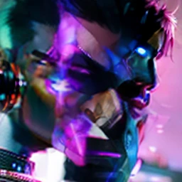 change background cyberpunk handsome boy realic face