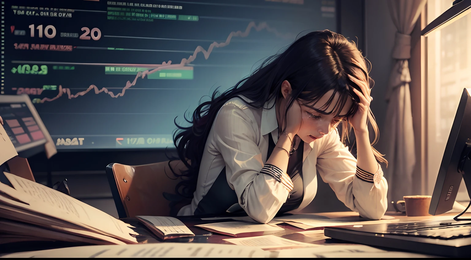 crying and sad futures traders loosing money,Markets crashing,vintage picture