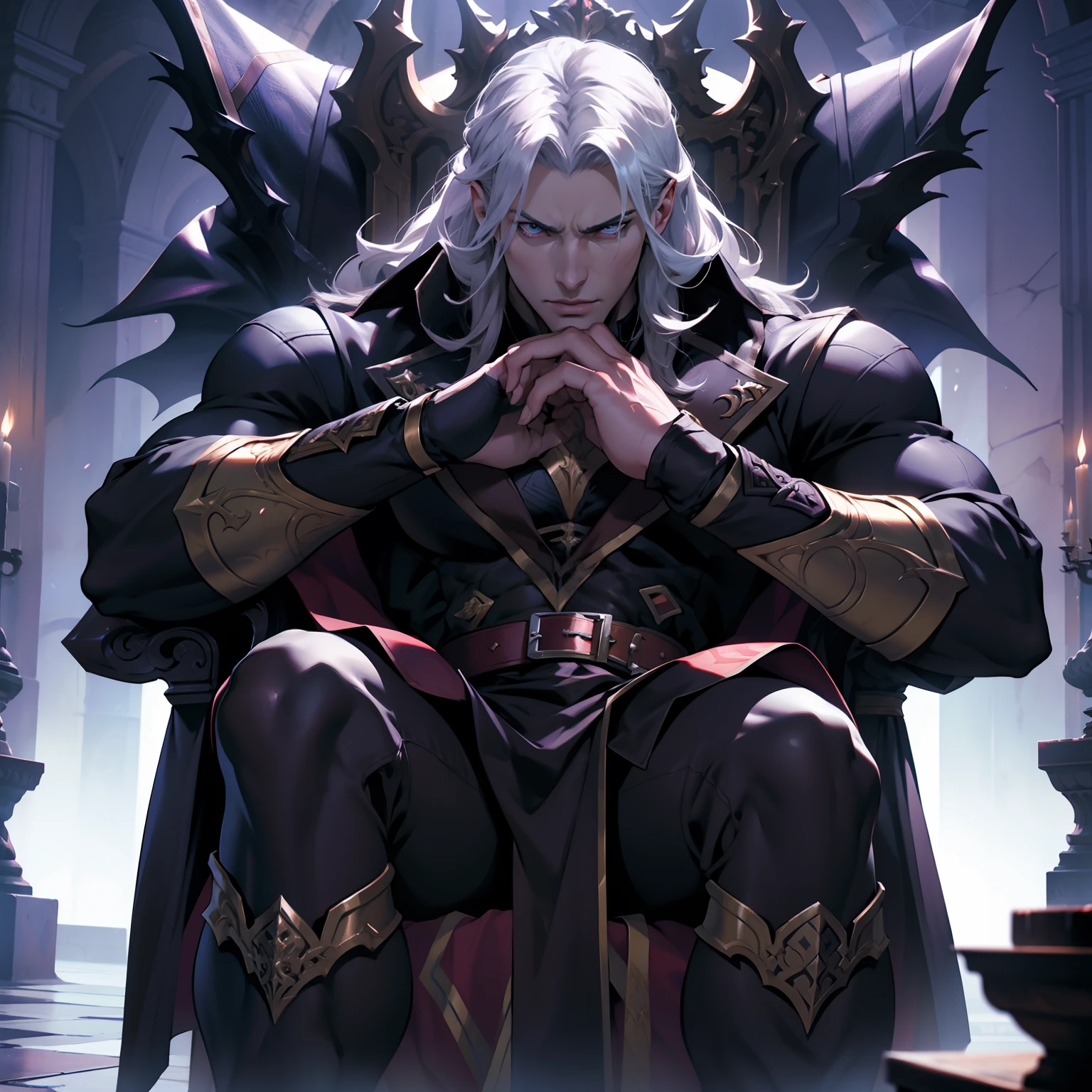Castlevania Battle Scenes Shadow Lord Hyper Realistic Super Detailed Two Lords in the Fierce Battle with Demons Hyper Realistic Super Detailed Faces Hyper Realistic Super Detailed Poses Muscular Men Centerpiece Scene