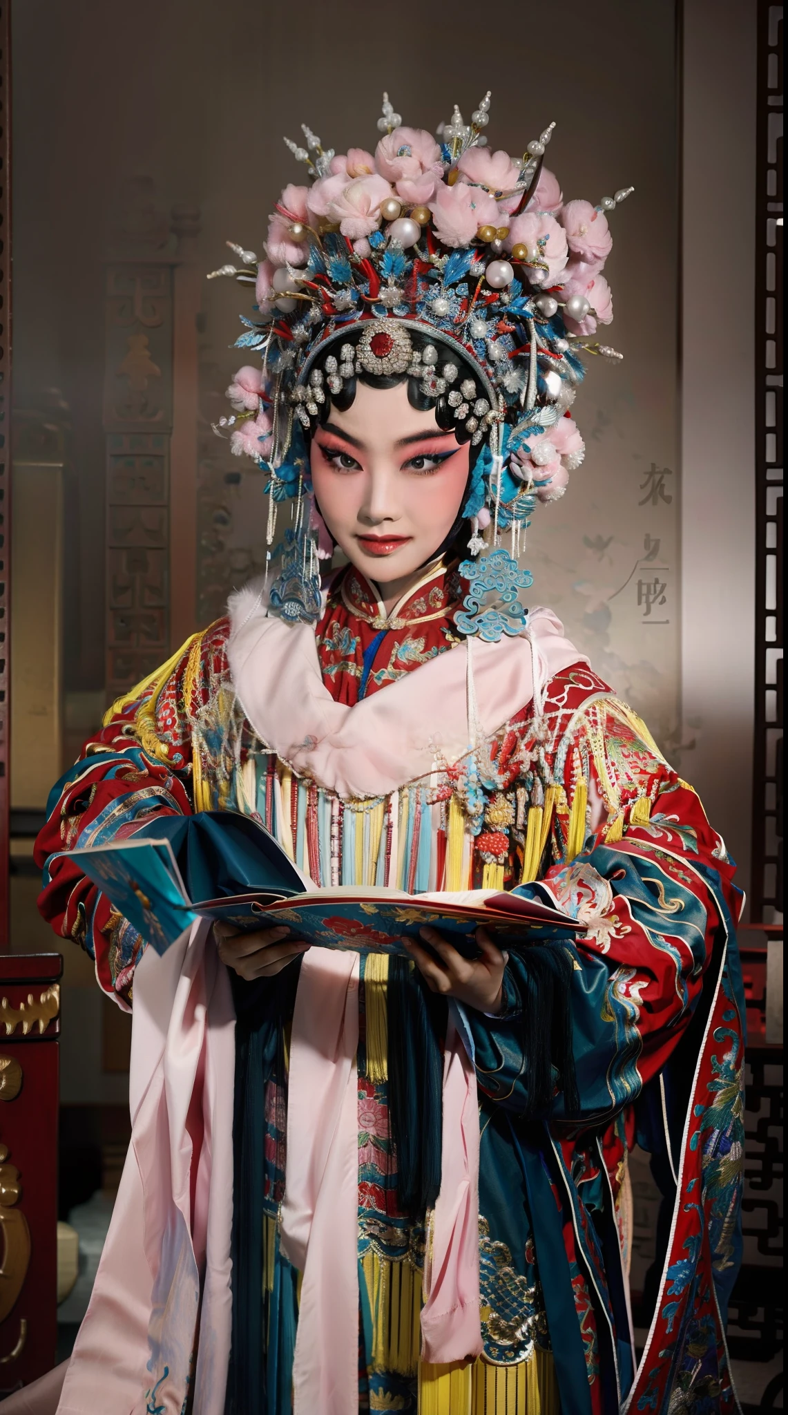 Masterpiece, Best quality, Masterpiece, Best quality, 1girll,  beijing opera,tchibi