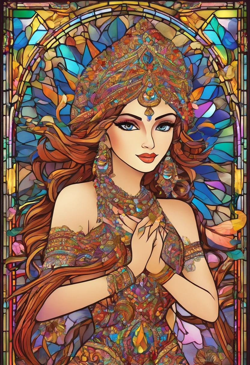 highly detailed), (illustration), (intricate), (beautiful face), (attractive body), (complete body picture), modern indian goddess, transparent clothes, dynamic pose, flying flower petals, colorful, eye-catching, heavenly.