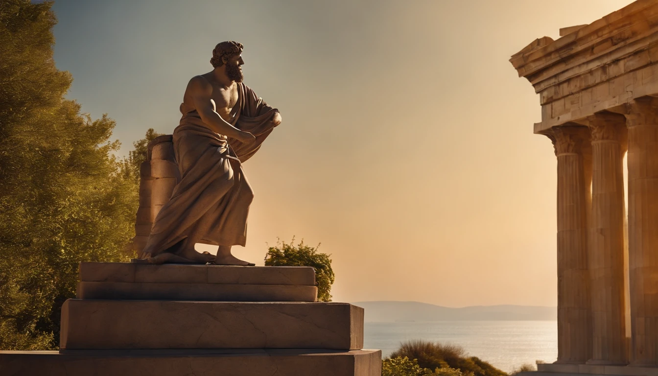 Statue of a Greek philosopher exercising