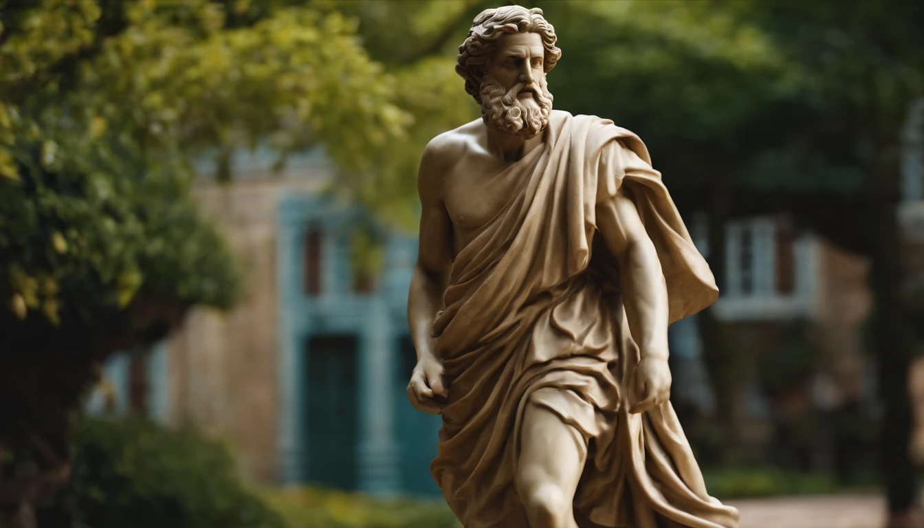 Statue of a Greek philosopher in running position