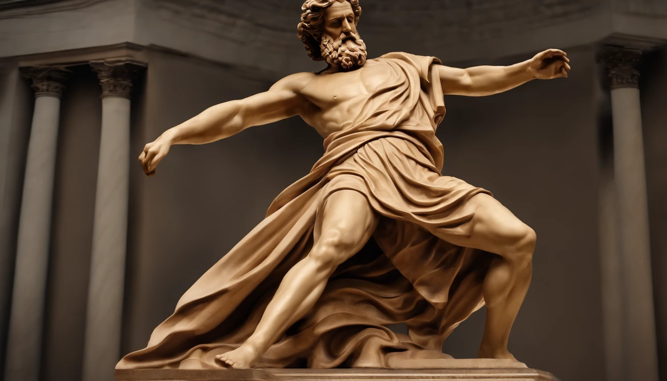 Statue of a Greek philosopher in running position