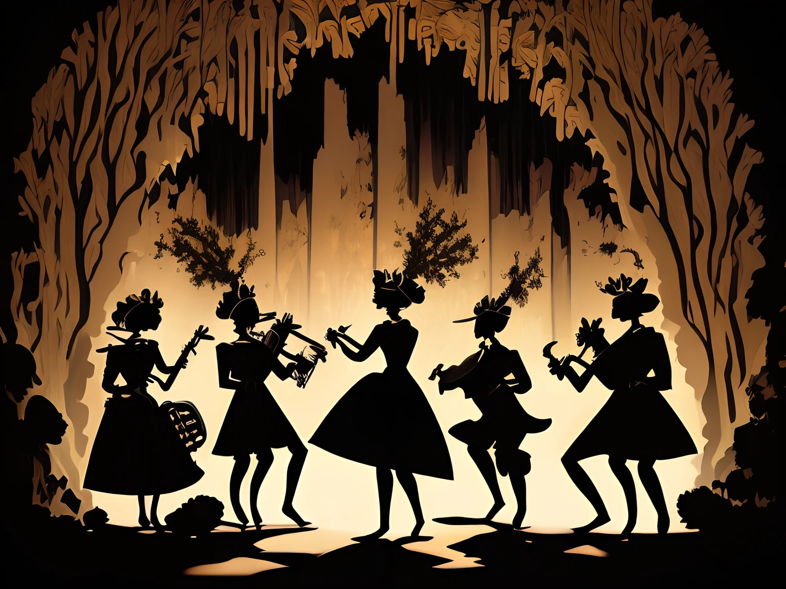 Lotte Reinige Style, Musical theatre, opera, a group of people playing musical instruments