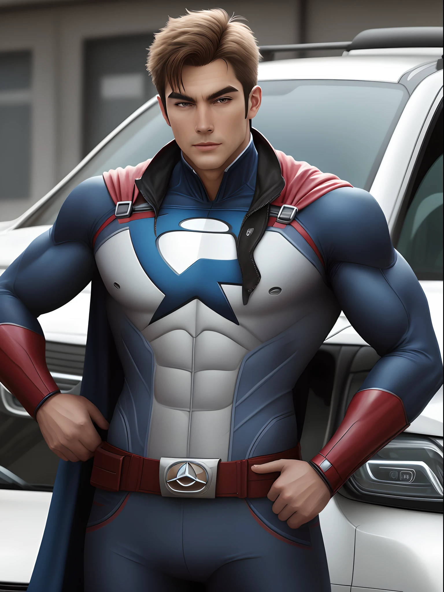 Make superhero using car brand Mercedes