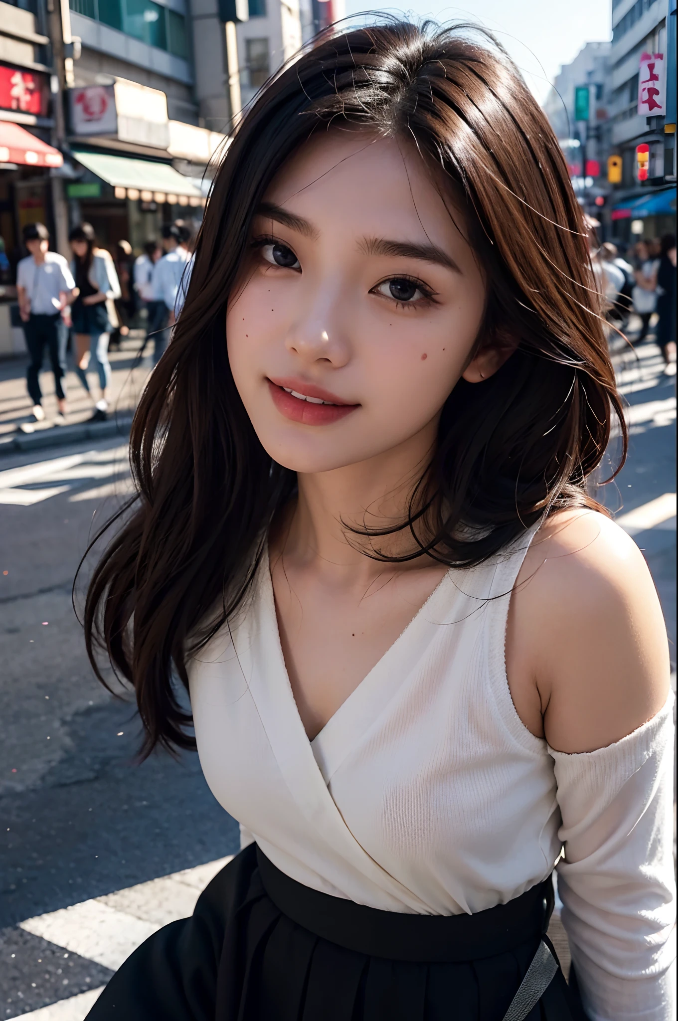 Close-up of a poster of a woman in a lively mood, Children's movie promotional image, movie poster, Animated Poster Movie Still Portrait, bloodstained clothes, Official Poster, Promotional poster, very - high - budget 영화, The girl is running,