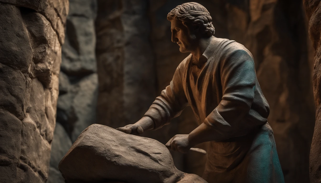 God creating man through clay.