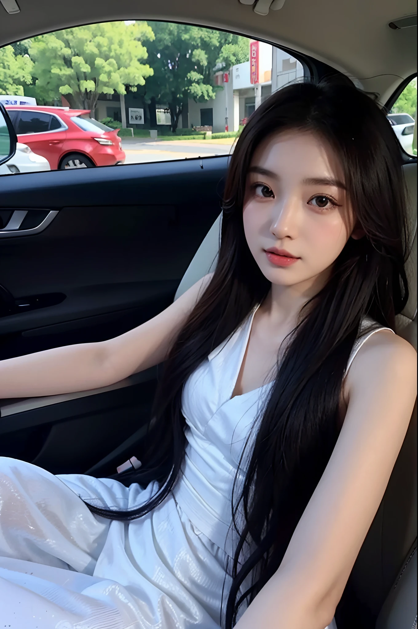 araffe woman with long hair wearing a white dress and a red hat, mai anh tran, xision wu, a young asian woman, beautiful south korean woman, beautiful young korean woman, xintong chen, young cute wan asian face, pokimane, gorgeous young korean woman, beautiful asian girl, asian girl with long hair, 8k selfie photograph, arafed woman in a car with a seat belt on, xintong chen, 2 0 years old, 2 1 years old, 2 2 years old, dilraba dilmurat, 23 years old, 24 years old woman, 25 years old woman, wenfei ye, 26 years old, joy ang, yun ling, gemma chen
