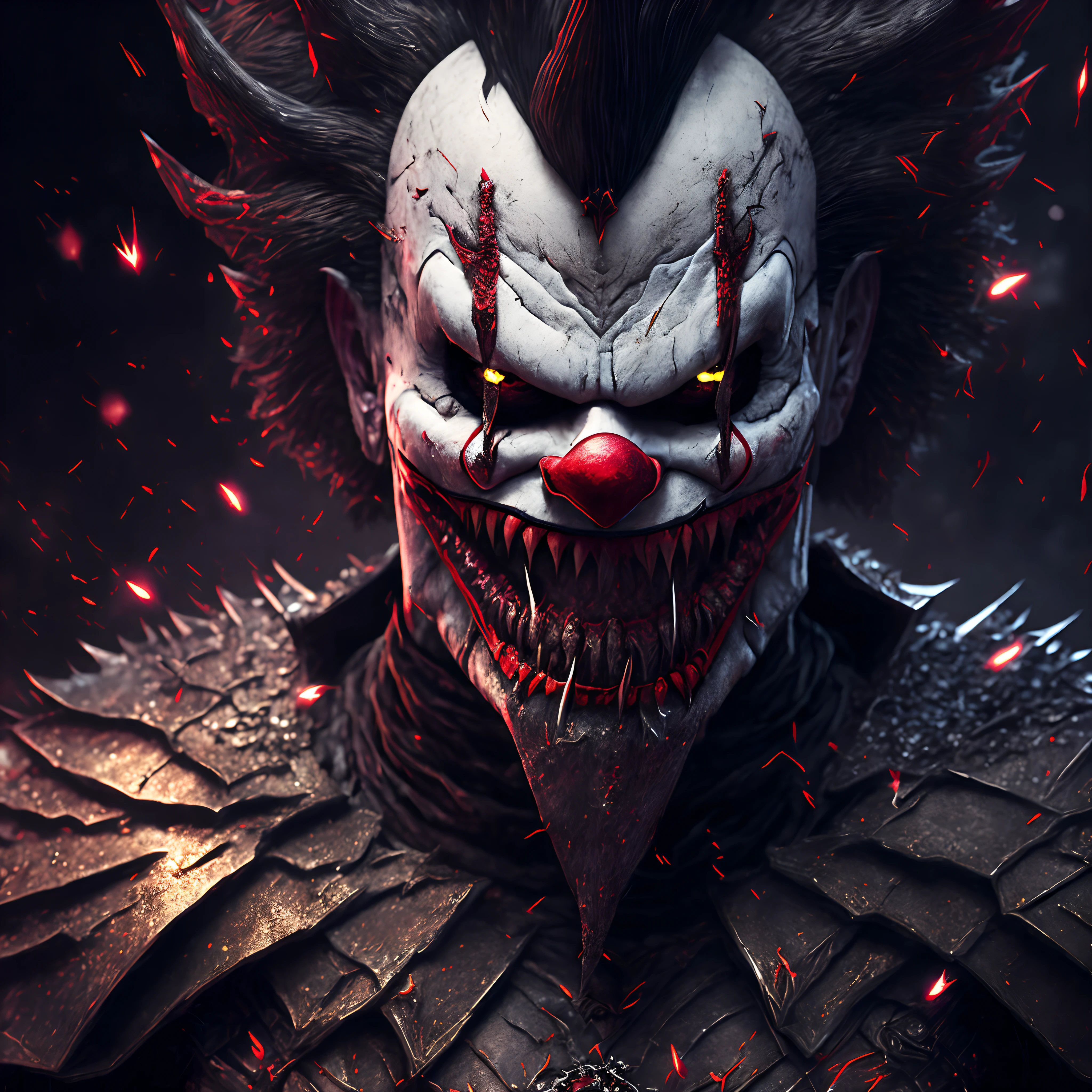 "Batman Viking com rosto do giurosa, Left smile, blood tears, grimdark, exceptional quality, multiple facial scars, batman who laughs, Viking armor of darkness, Gothic style."