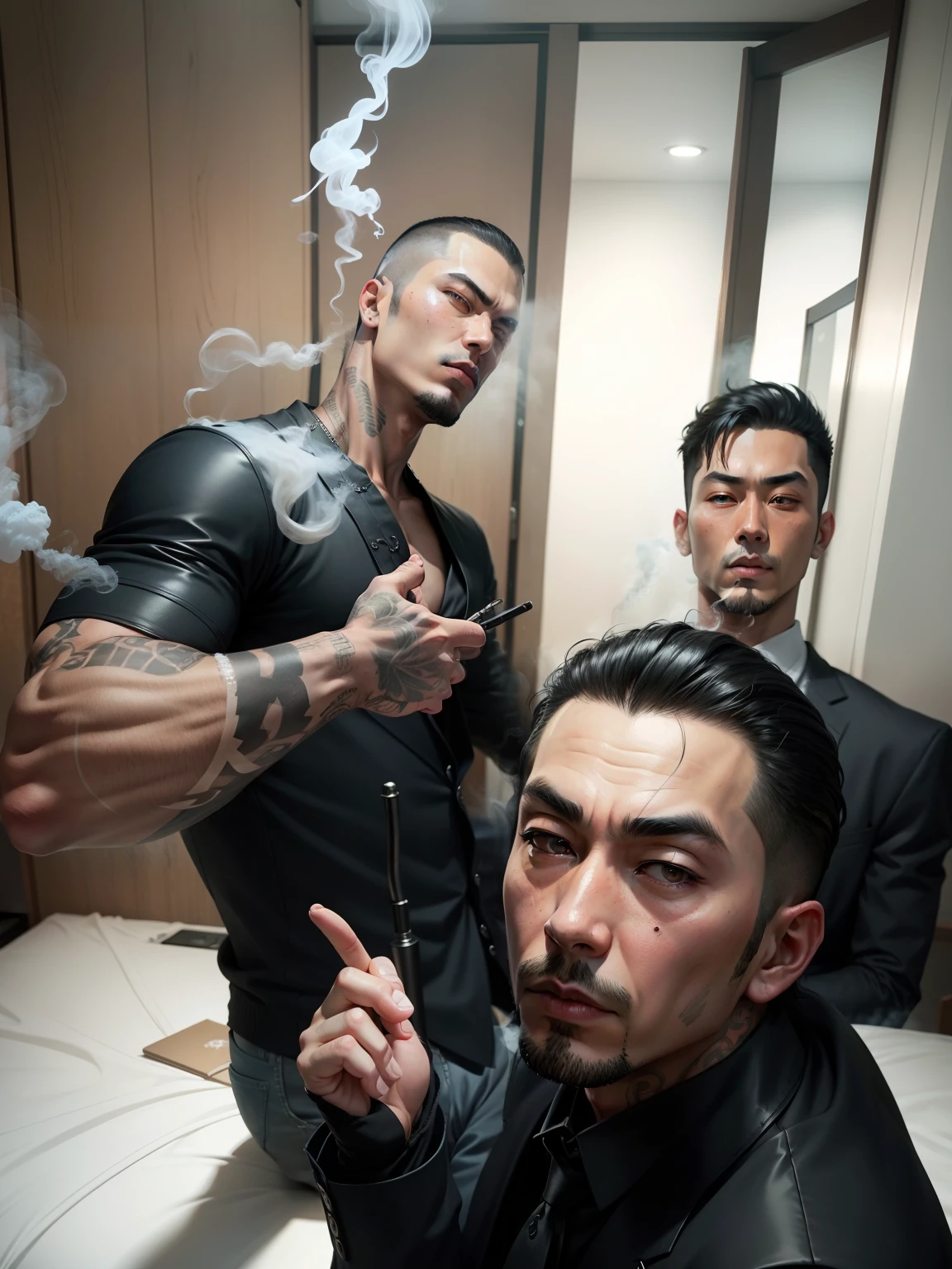 5 boy, cool, smoke, yakuza, realistic