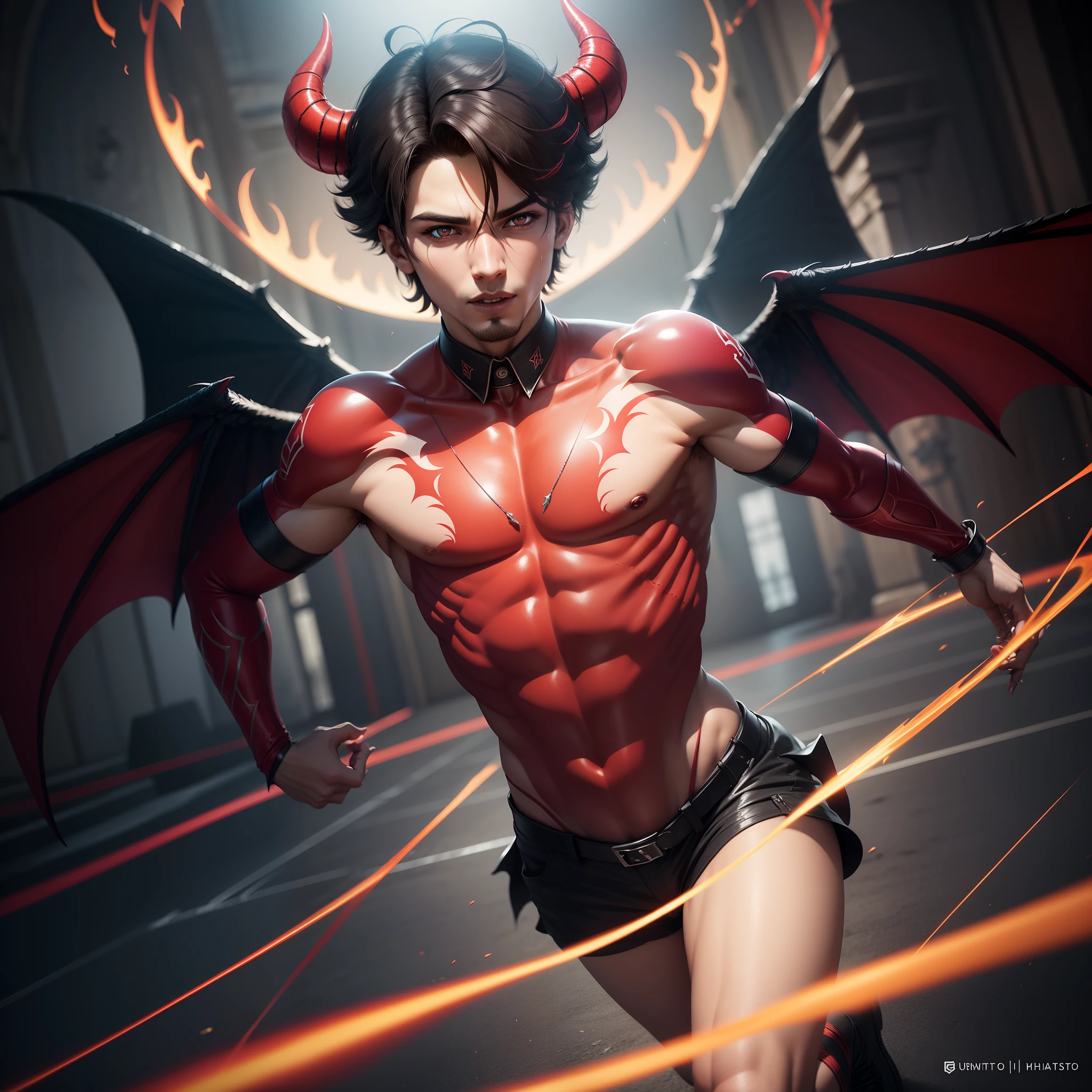 Smart devil boy, devil wings, ultra realistic, 4k