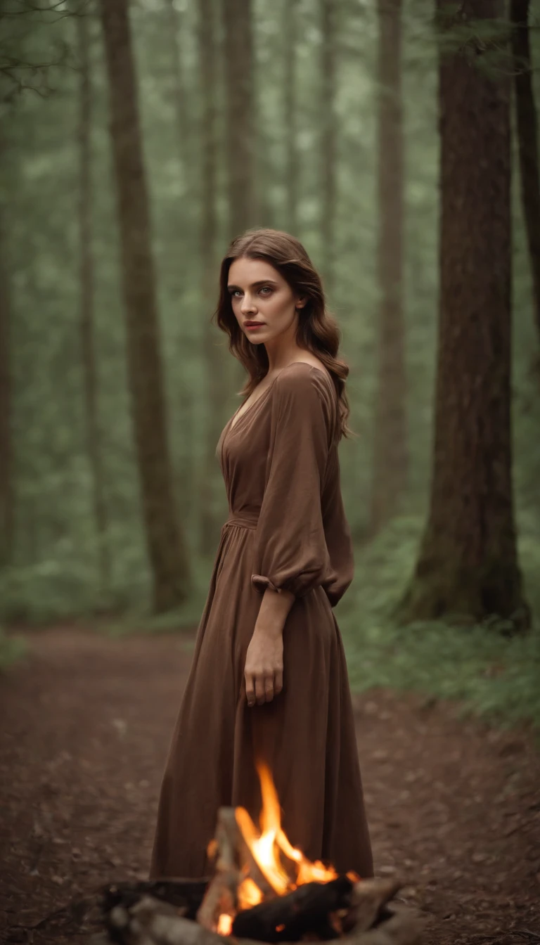 There is a creature in the forest,Human-like appearance,Brown hair all over the body,Ultra-detailed(best quality,4K,8K,High level,masterpiece:1.2),Ultra Detailed,(lifelike,Photo real,Photo real:1.37),Highly detailed animals,Complex patterns,Realistic lighting,Fantasy Creatures