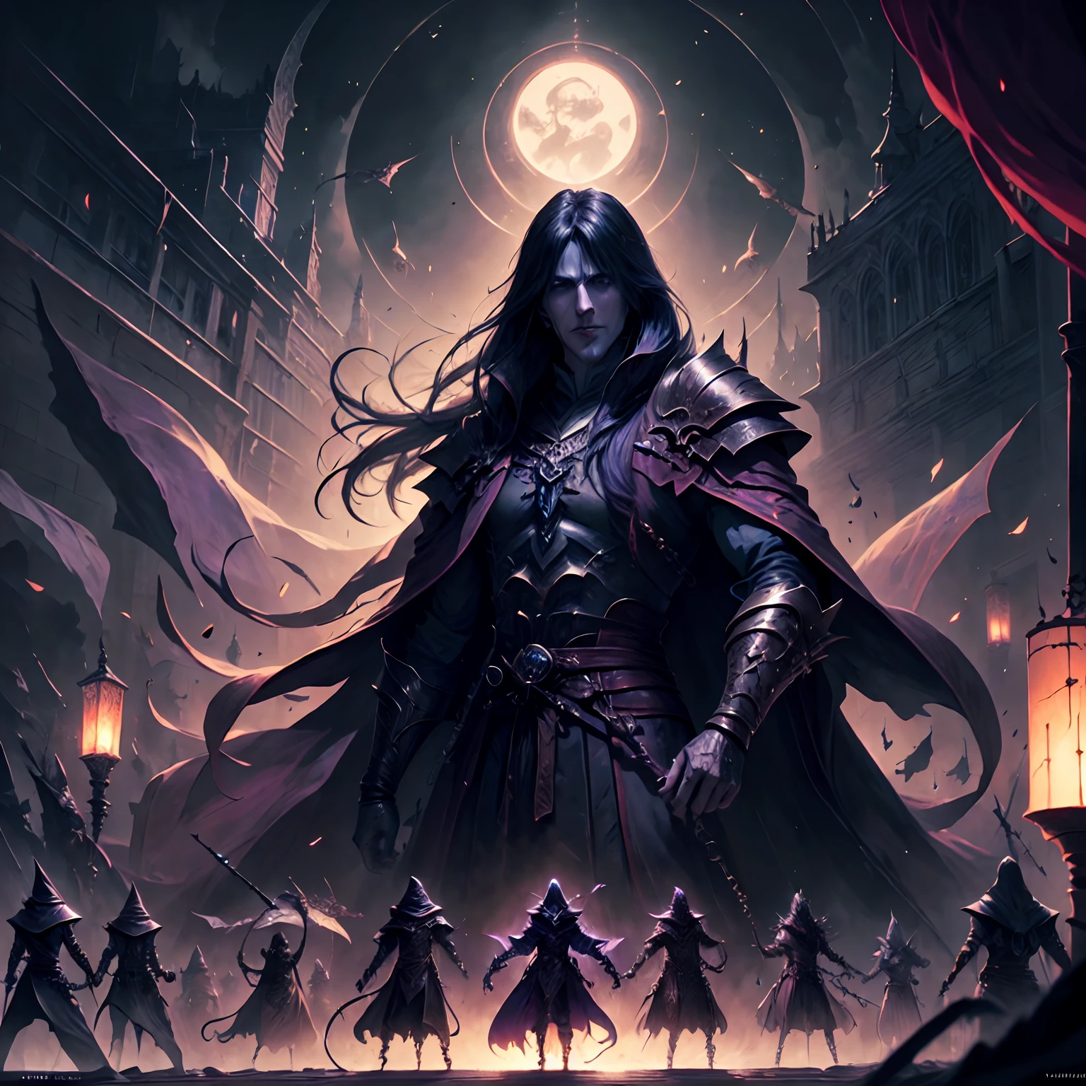 Castlevania Lord of the shadows hyper realistic super detailed Dynamic shot master piece scene cinématique scènes movie Epic Legendary Lord Dracula leading troops army of demons to battle War hyper realistic super detailed faces hyper realistic super detailed poses hyper realistic super detailed sharp détails