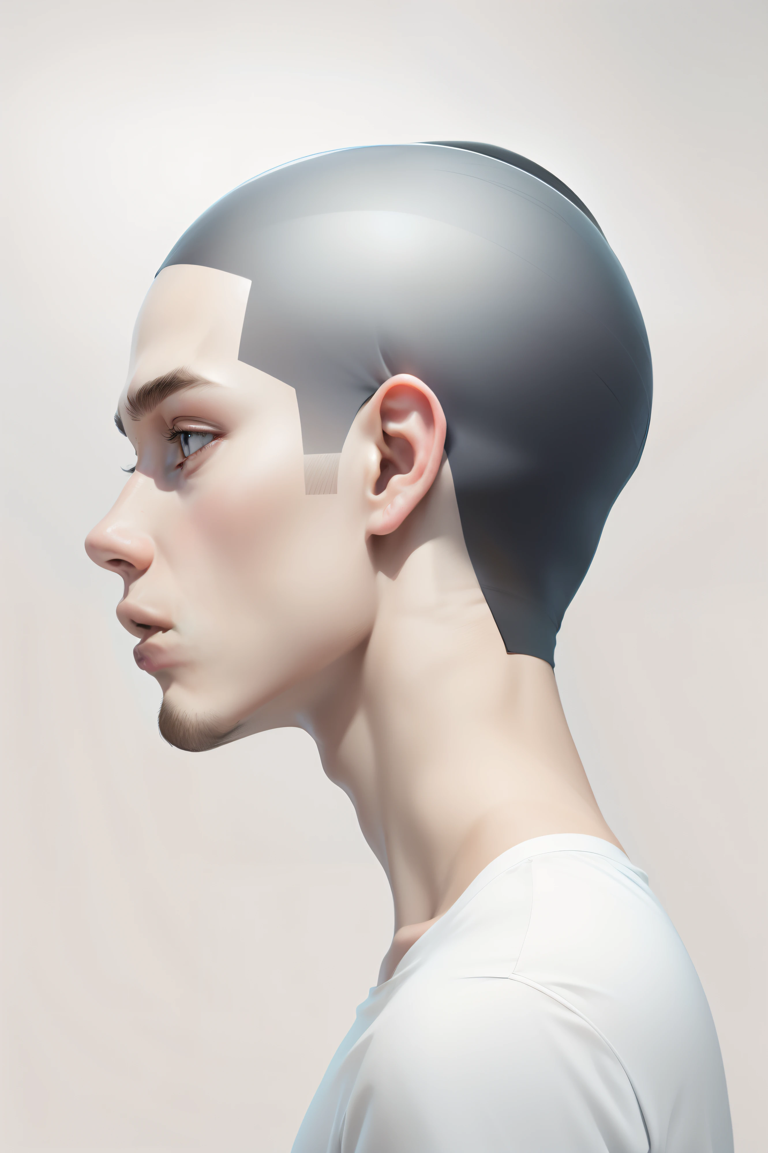 sin pelo, Perfil de la cabeza young guy, Tipo educativo,