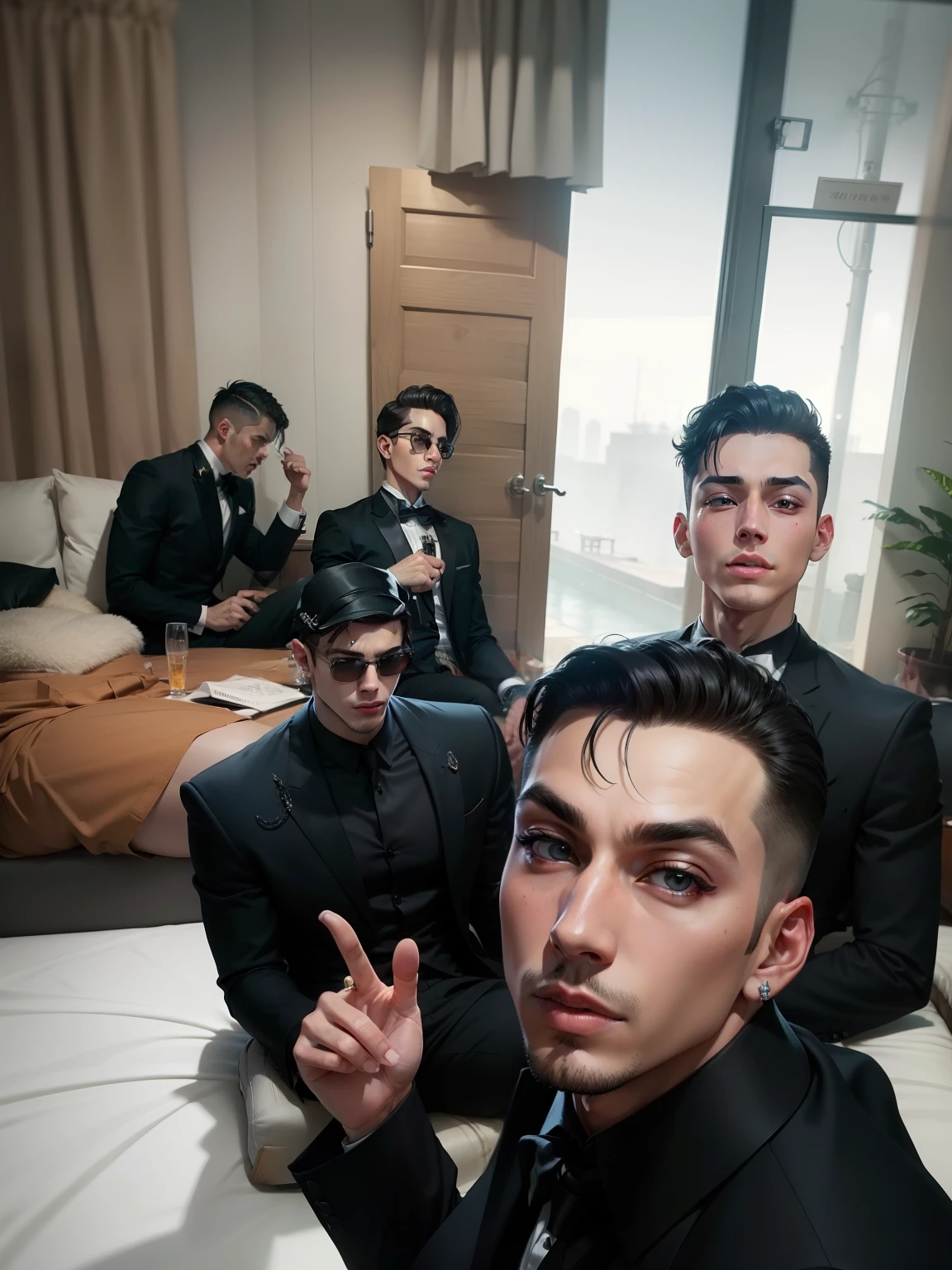 5 boys, cool, handsome, realistic, mafia