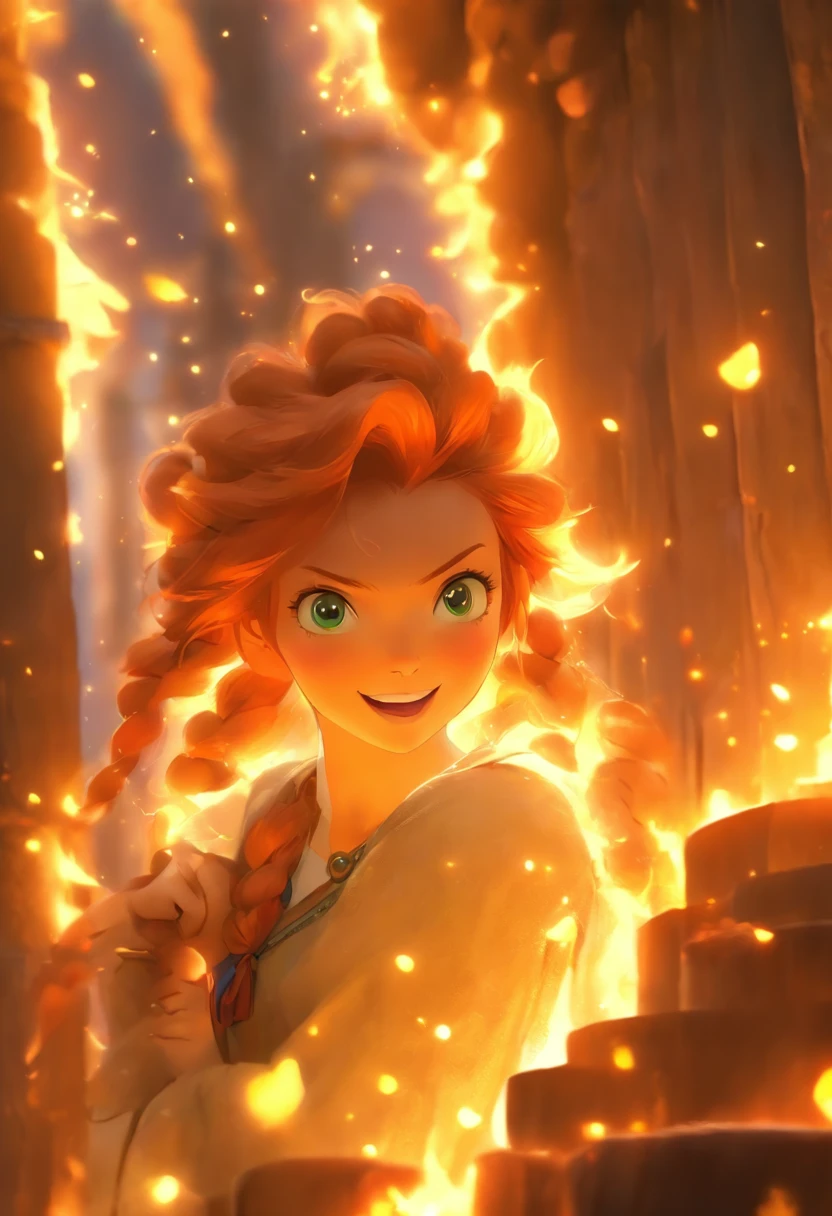 Young ginger woman, Medieval Story Tavern, Intricate details and colorful interior, Detailed intense sunrise lightning, Optimal geometry, award wining masterpiece, Ultra-complex shadows and lighting, BEST lighting, Best shadows, A busy, complex environment, trending on art station, Global illumination, Self-luminescence, with light glowing, Mijony style, art by Albert Bierstadt