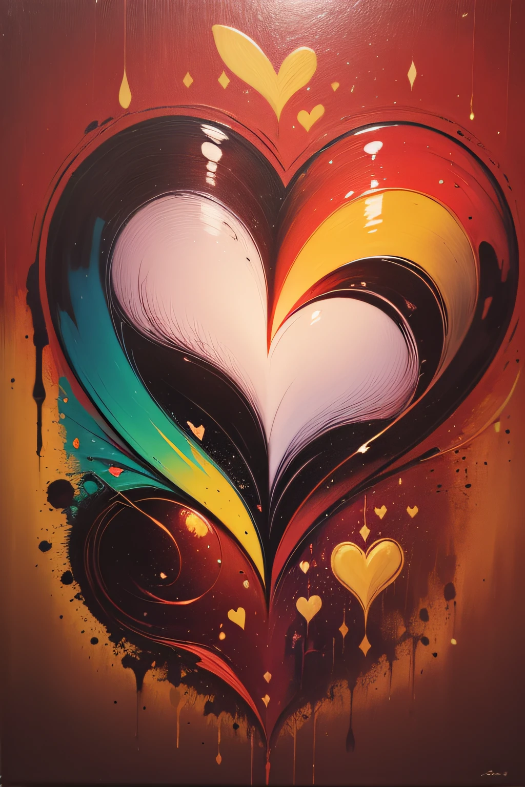 Oil painting of a colorful heart